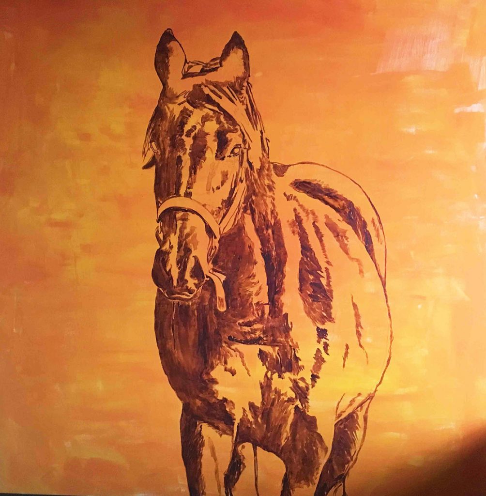 Horse-drawing-orange-background