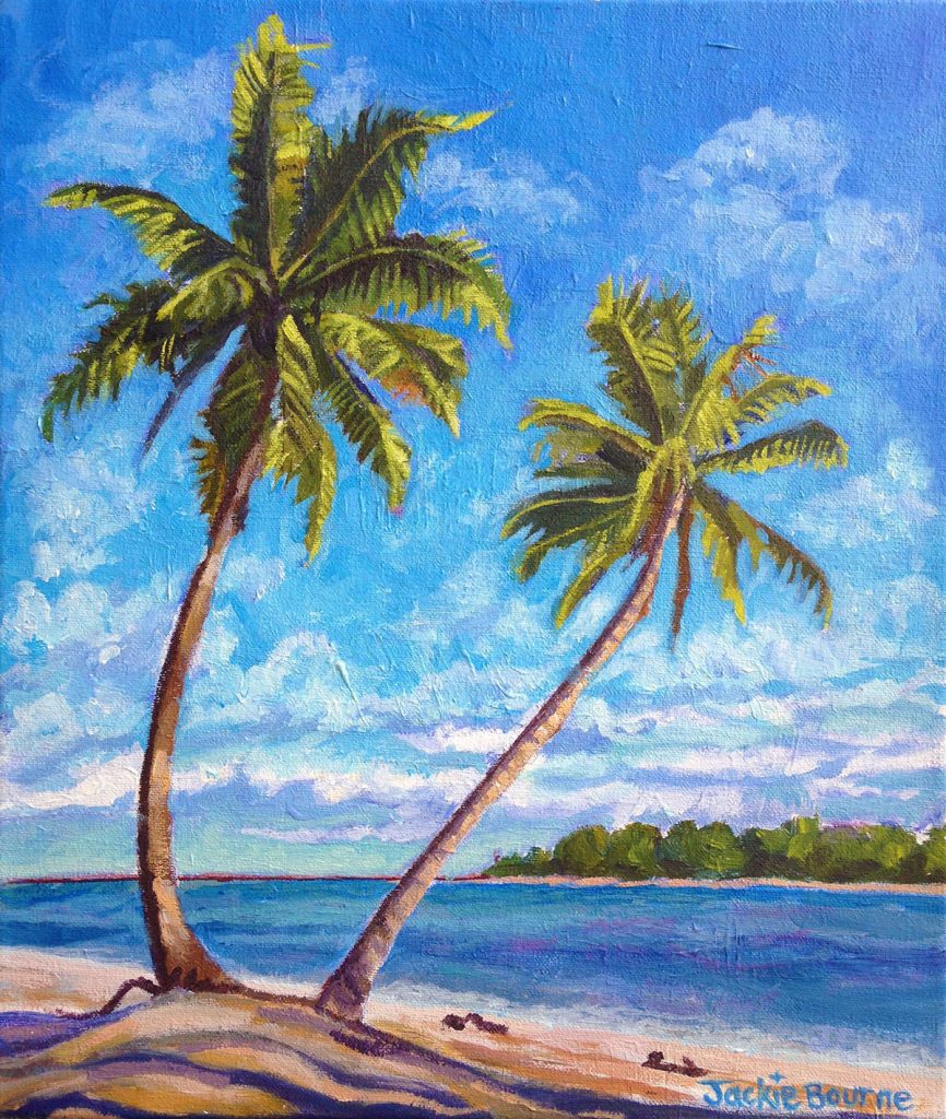 Palm Trees on island with blue sky